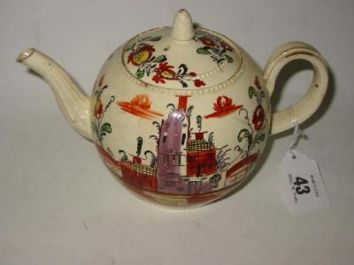 Appraisal: A CREAMWARE TEAPOT AND COVER late th century of globular