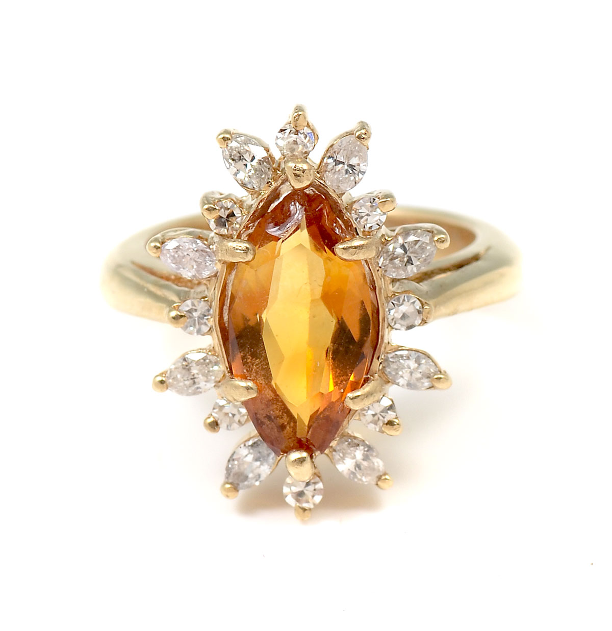 Appraisal: STRIKING K CITRINE DIAMOND RING K yellow gold ring contains