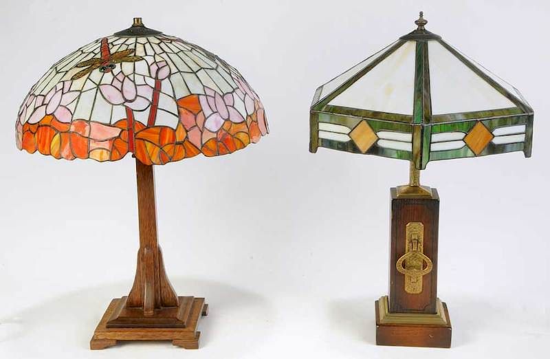 Appraisal: Two Arts and Crafts Style Table Lamps American th century