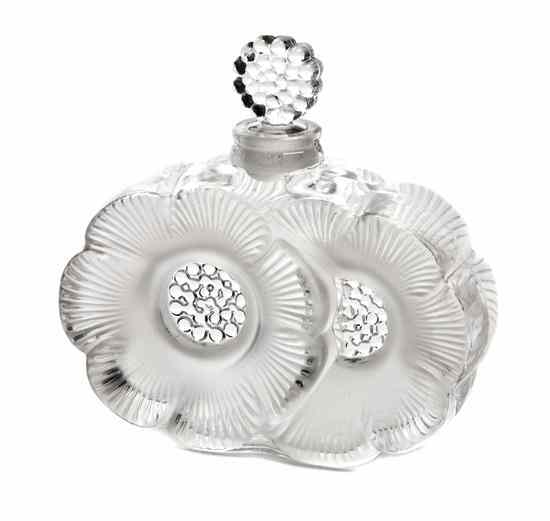 Appraisal: A Lalique Molded and Frosted Glass Perfume Bottle Deux Fleurs