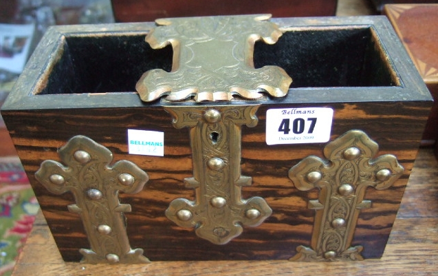 Appraisal: A Victorian coramandel open box with brass mounts the lock