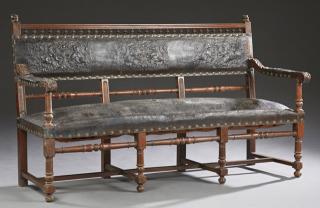 Appraisal: French Henri II Style Carved Walnut Sofa th c with