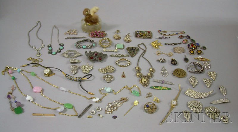 Appraisal: Large Lot of Costume Jewelry including paste brooches and clips