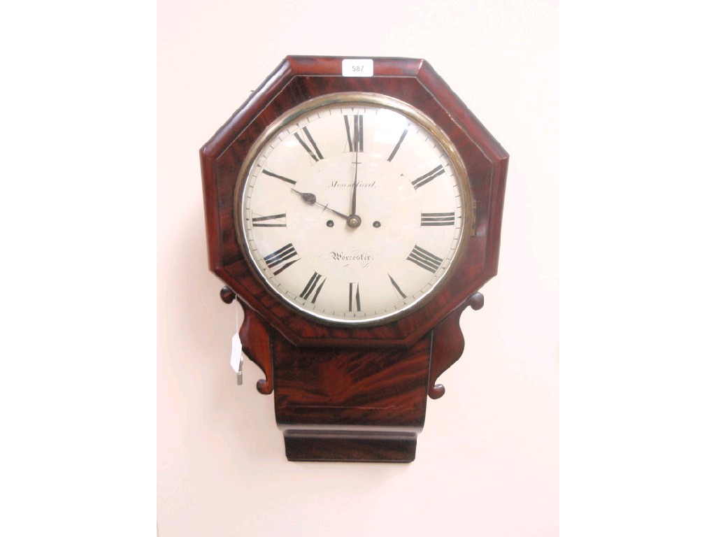 Appraisal: A mid thC mahogany cased drop dial wall clock with