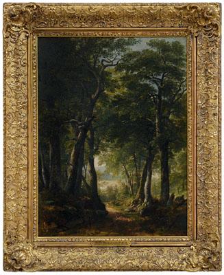 Appraisal: Painting attributed to Asher Durand track through a forest interior