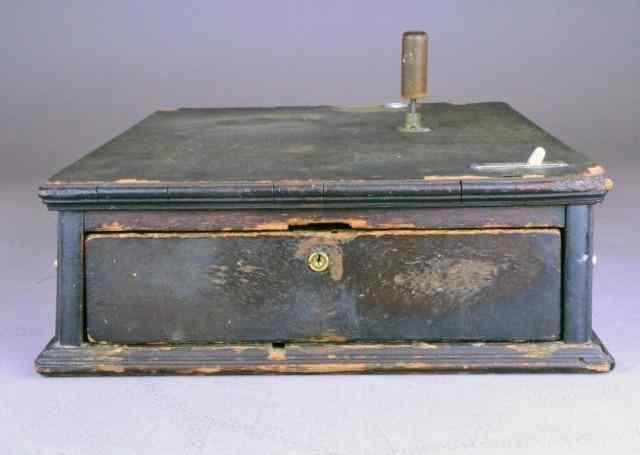 Appraisal: Antique Indiana Cash DrawerA one drawer wooden cash box with