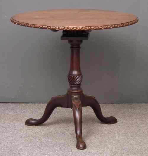 Appraisal: An early George III ''Irish'' mahogany circular tripod table the