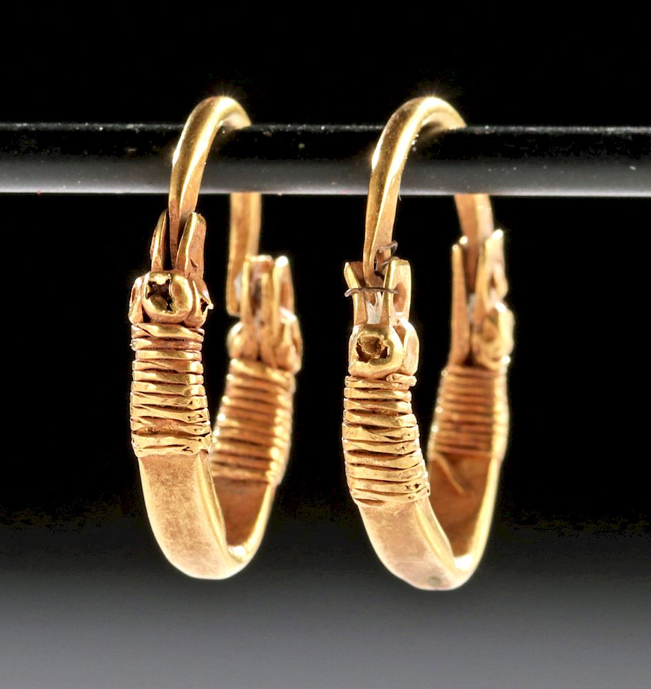 Appraisal: Pair of Hellenistic Greek Gold Earrings - g Greece Hellenistic