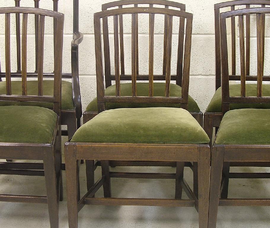 Appraisal: Set of six late Georgian mahogany dining chairs with chamferred