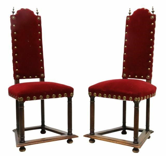 Appraisal: pair Continental oak side chairs late th c having high