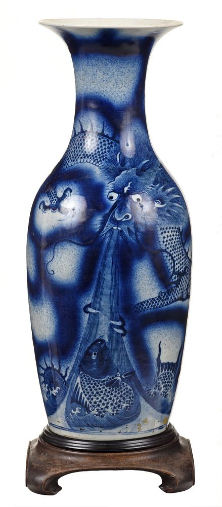 Appraisal: Large Japanese Blue and White Porcelain Vase decorated with underglaze