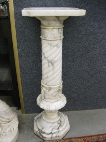 Appraisal: Carved Marble Pedestal twist column decor tall top Victorian