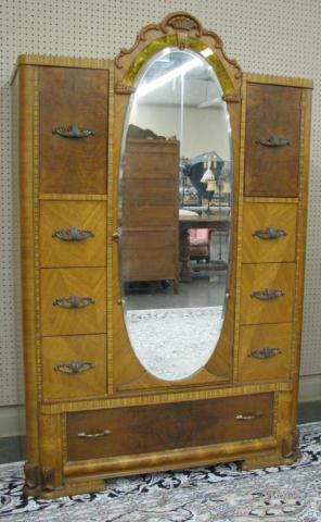 Appraisal: Vintage Art Deco bedroom suite including full bed chest dresser