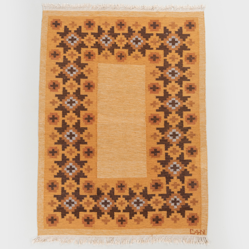 Appraisal: Swedish Flatweave Carpet Woven initials 'C A N ' Approximately