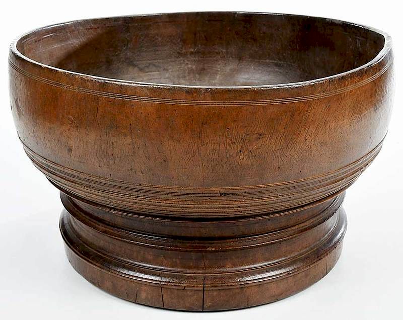 Appraisal: Large Early Hand Turned Treen Bowl British probably th century