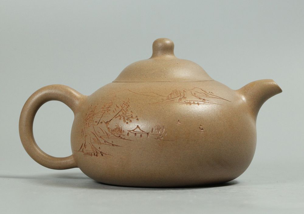 Appraisal: Chinese yixing teapot possibly Republican period landscape motif on one