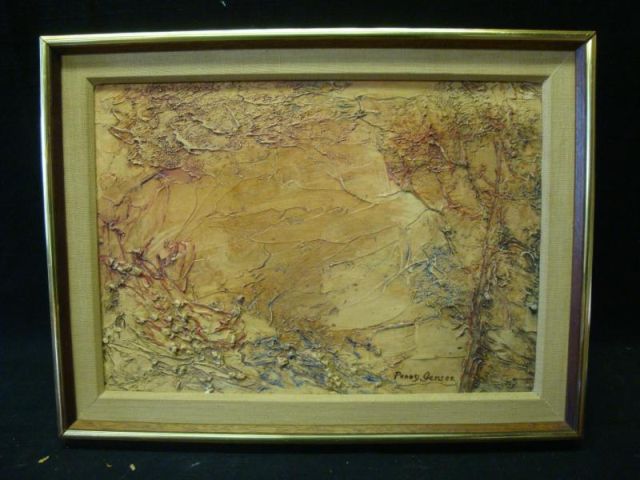 Appraisal: GENSER Penny Midcentury Oil on Board Abstract Signed lower left