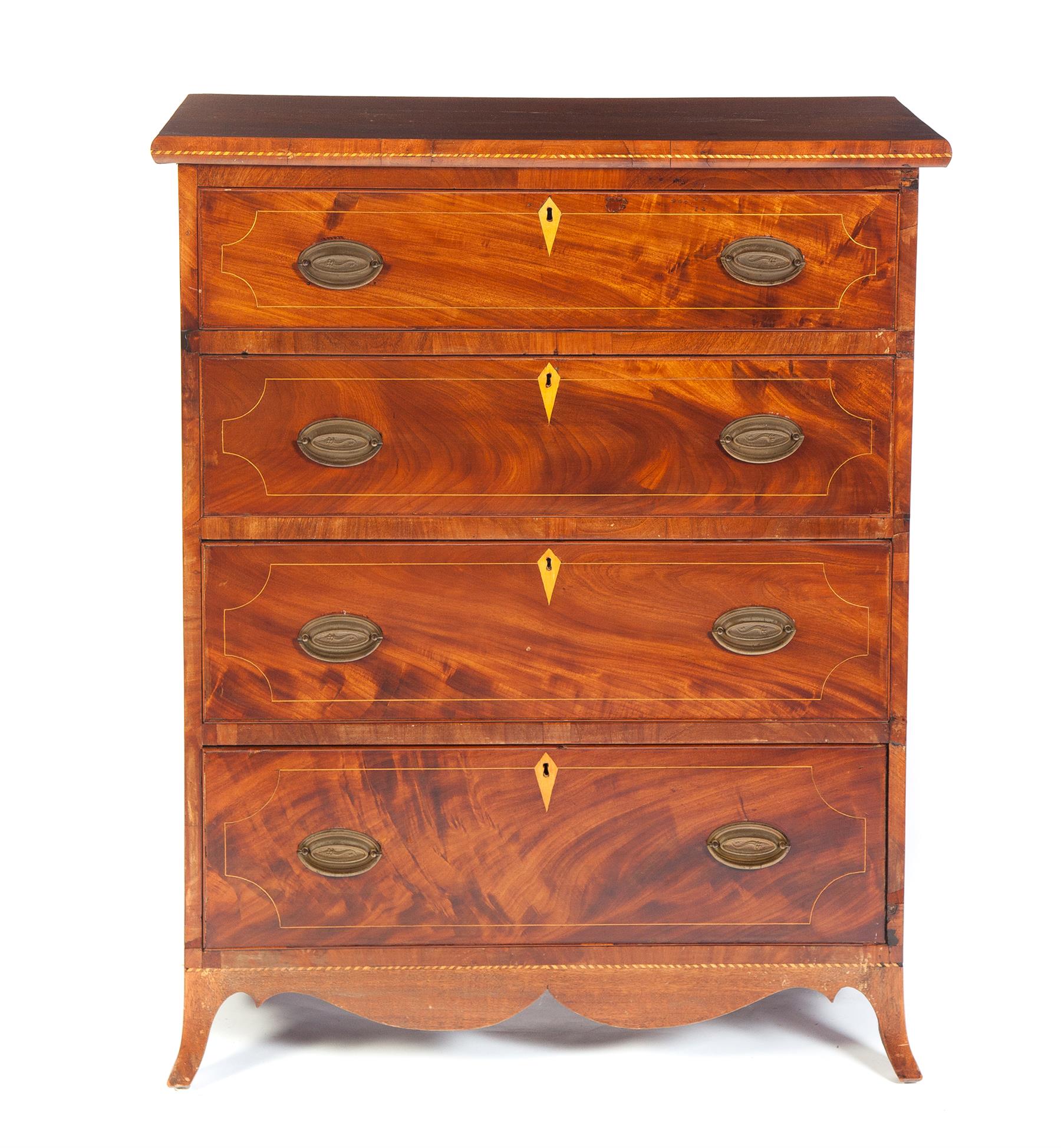 Appraisal: AMERICAN HEPPLEWHITE CHEST OF DRAWERS First quarter- th century mahogany