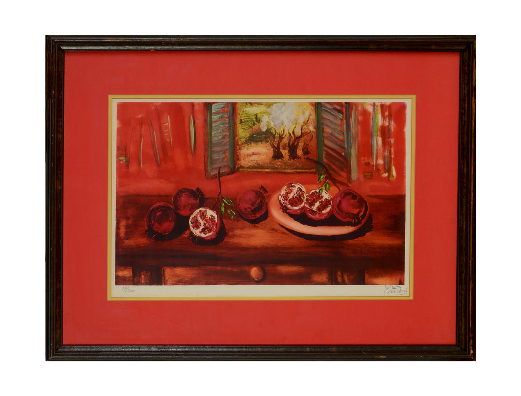 Appraisal: RUBIN Reuven Israeli - Still Life With Pomegranates Lithograph sight