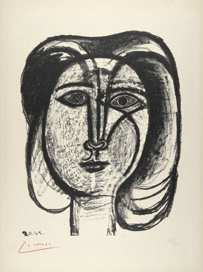 Appraisal: PABLO PICASSO T te de femme Lithograph x mm x