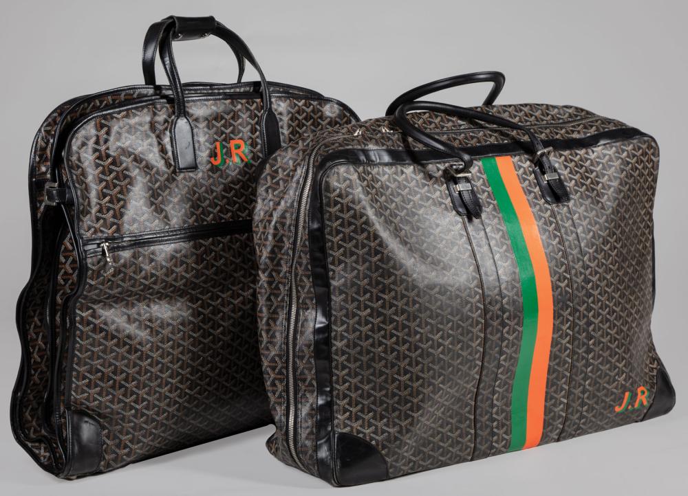 Appraisal: Two Goyard Travel Bags initialed JR pcs Provenance Estate of