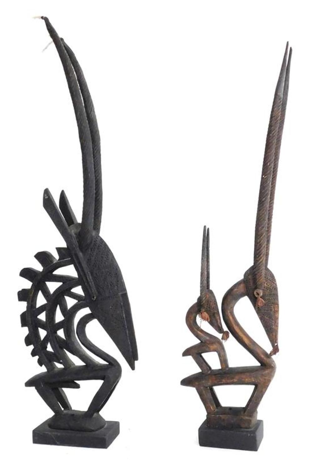 Appraisal: TRIBAL Two Antelope Headdresses carved wood the first a Chiwara