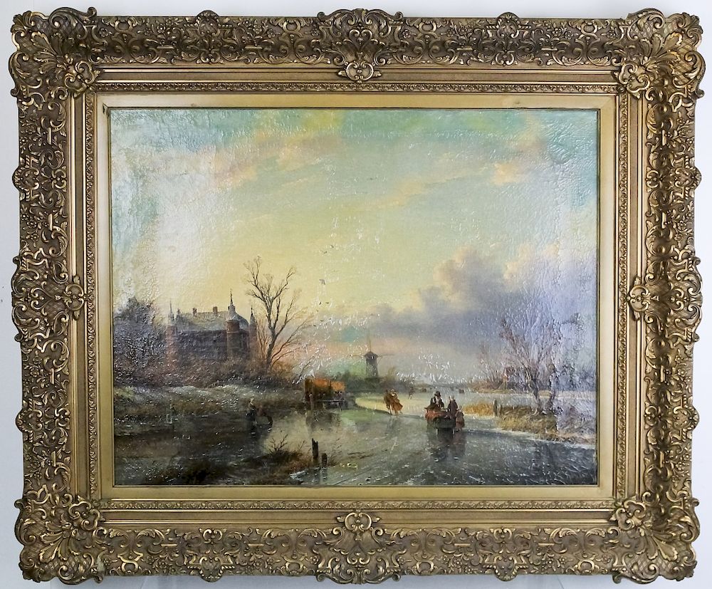 Appraisal: Jan Jacob Spohler Dutch Winter Landscape Painting Jan Jacob Spohler