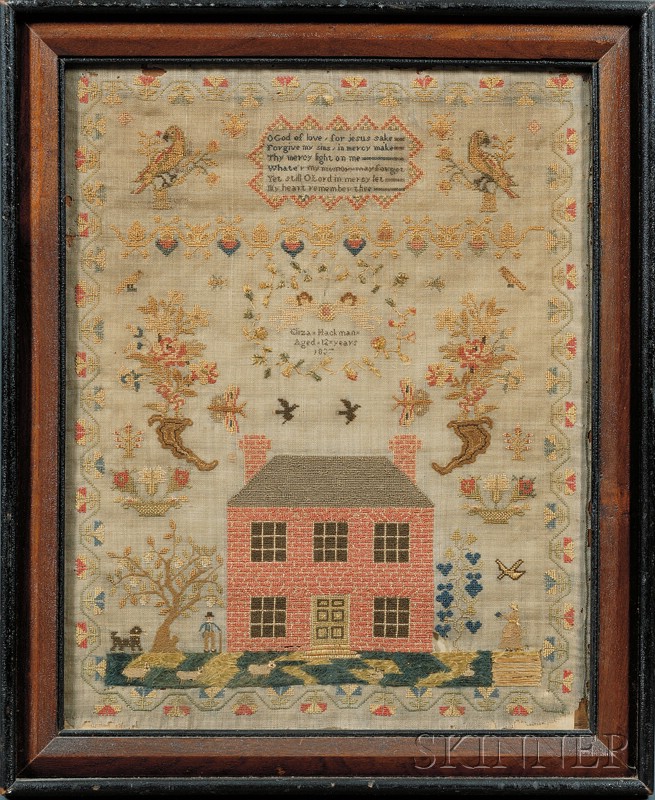 Appraisal: Needlework Sampler Eliza Hackman aged years worked in silk threads