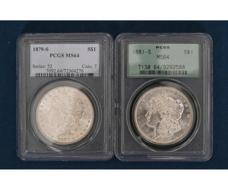 Appraisal: Two Morgan Dollars PCGS MS certification -S certification -S certification