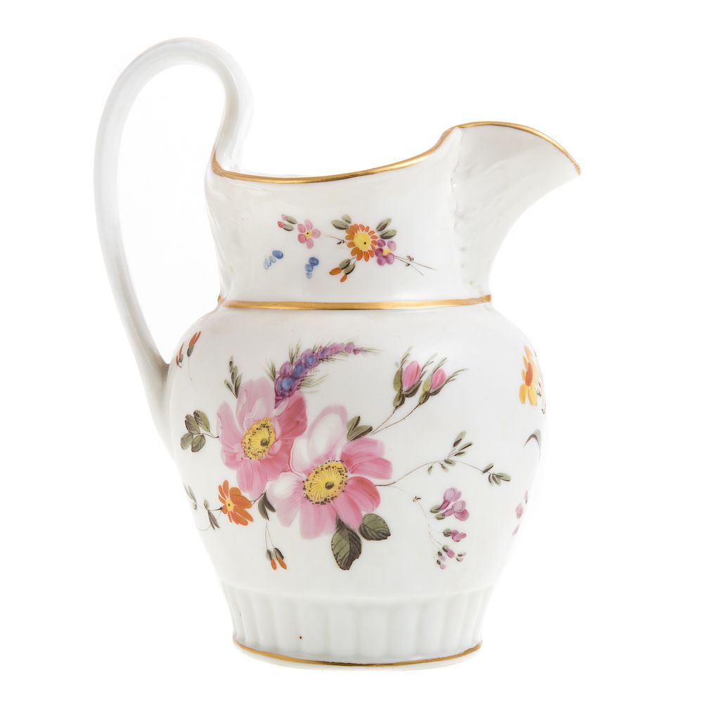 Appraisal: William Ellis Tucker porcelain pitcher Philadelphia circa painted floral decoration