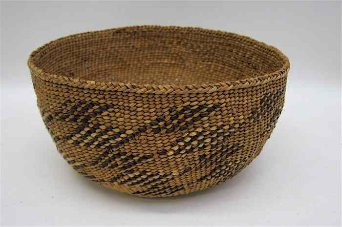 Appraisal: GRANDE RONDE INDIAN BASKET having a stepped-diamond motif Diameter ''