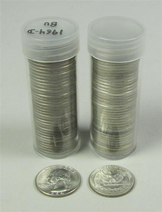 Appraisal: Two Rolls of Silver Washington Quarters One roll dates -D