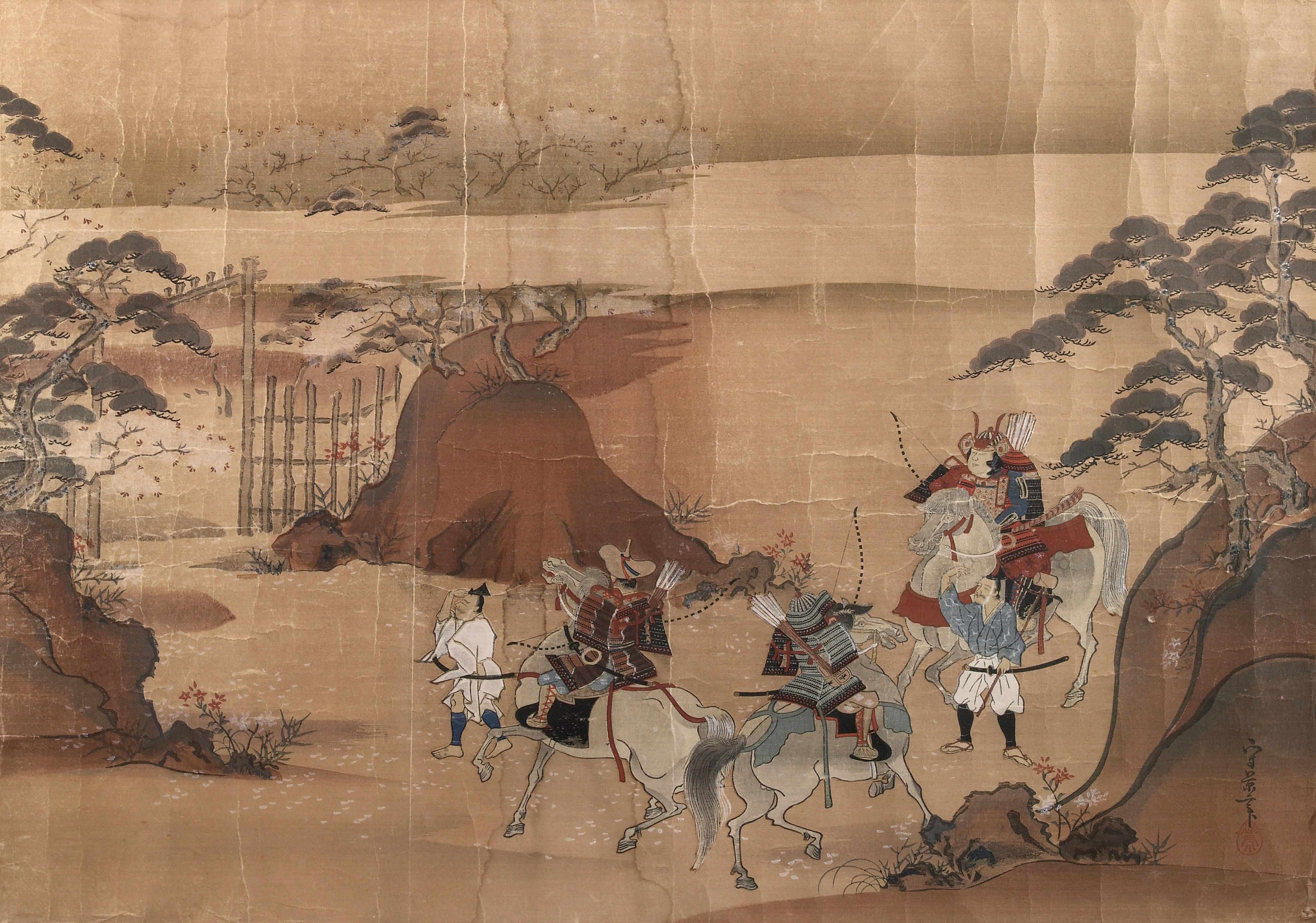 Appraisal: A group of three Japanese water color on silk paintings