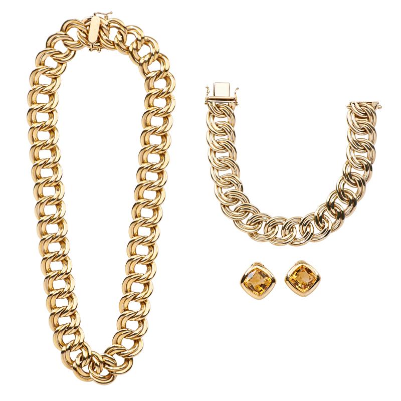 Appraisal: TAILORED K GOLD ASSEMBLED JEWELRY SUITE Four pieces Italian k