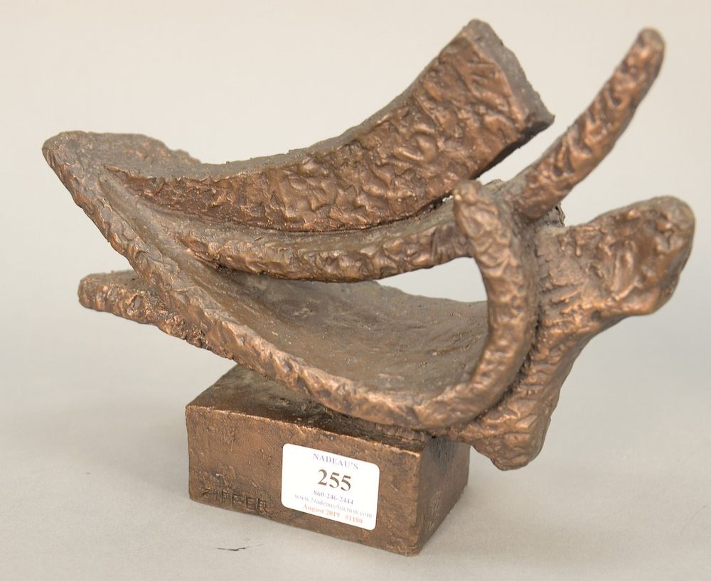 Appraisal: Moshe Ziffer - bronze sculpture untitled abstract signed Ziffer ht