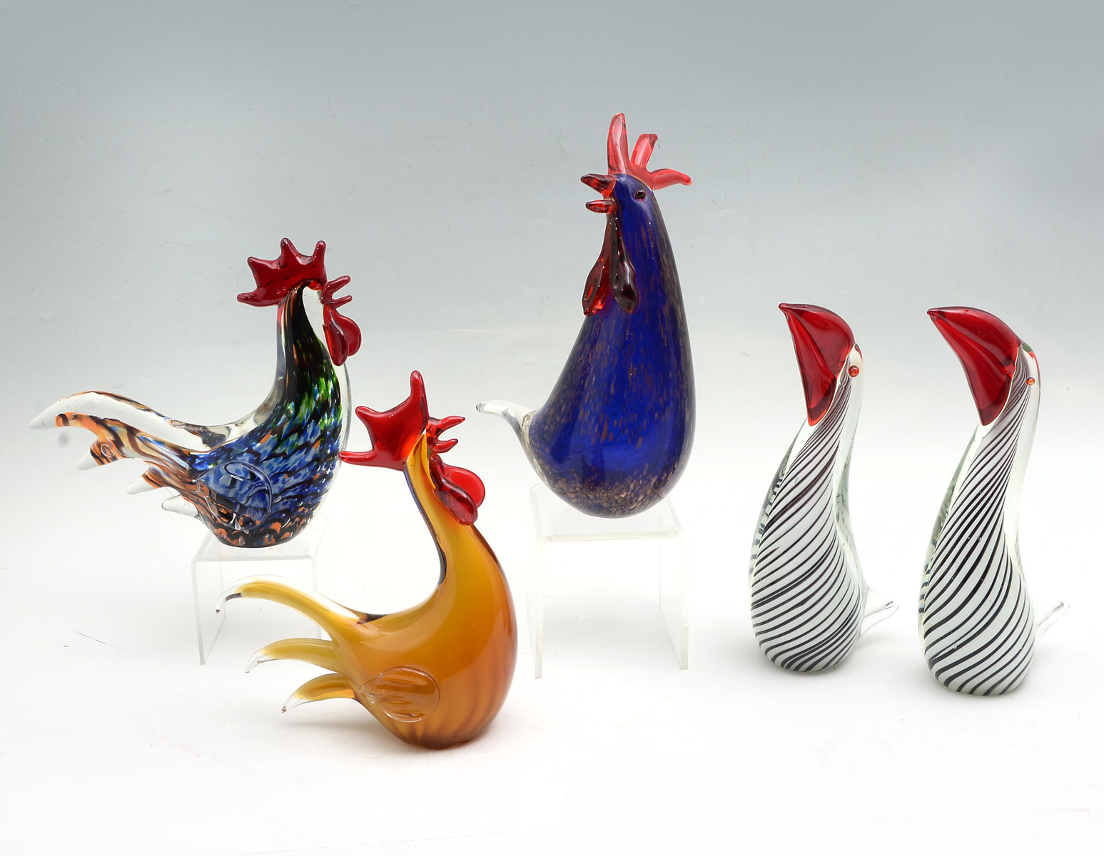 Appraisal: PC MID-CENTURY MURANO BIRD COLLECTION Comprising - striped toucans with