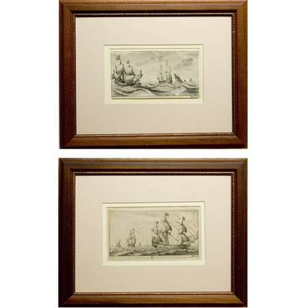 Appraisal: Wenzel Hollar SHIPS AT SEA Two etchings Estimate -