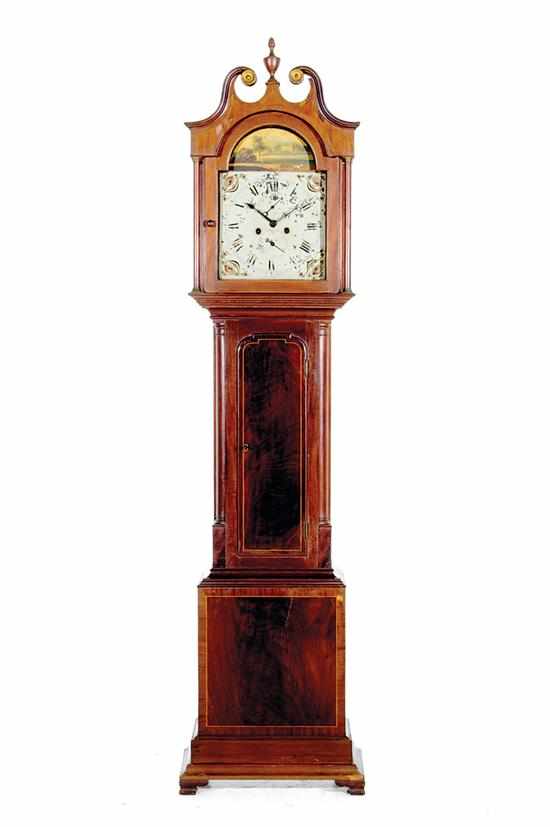 Appraisal: George III inlaid mahogany tall case clock circa broken arch