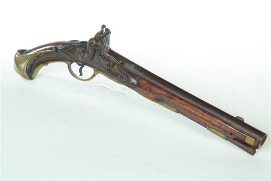 Appraisal: FLINTLOCK PISTOL European th century Walnut stock brass hardware and