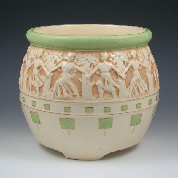 Appraisal: Roseville Old Ivory Decorated - jardiniere with figures dancing in