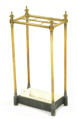 Appraisal: A turned brass and cast iron six division stick stand