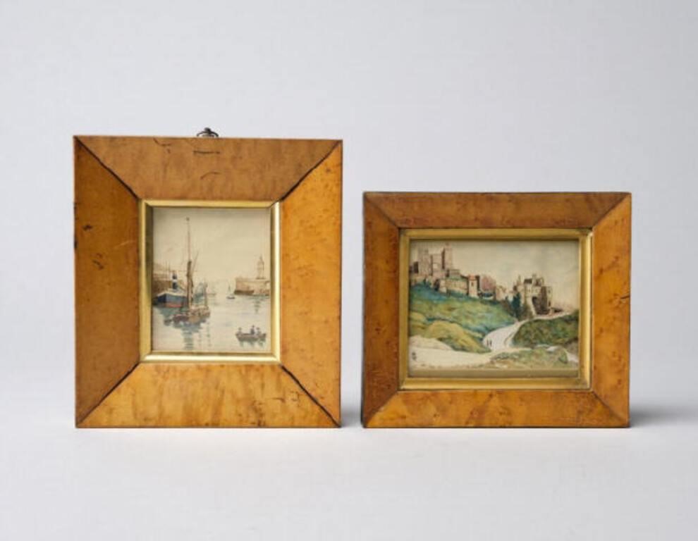 Appraisal: A pair of s framed watercolours of Dover one of