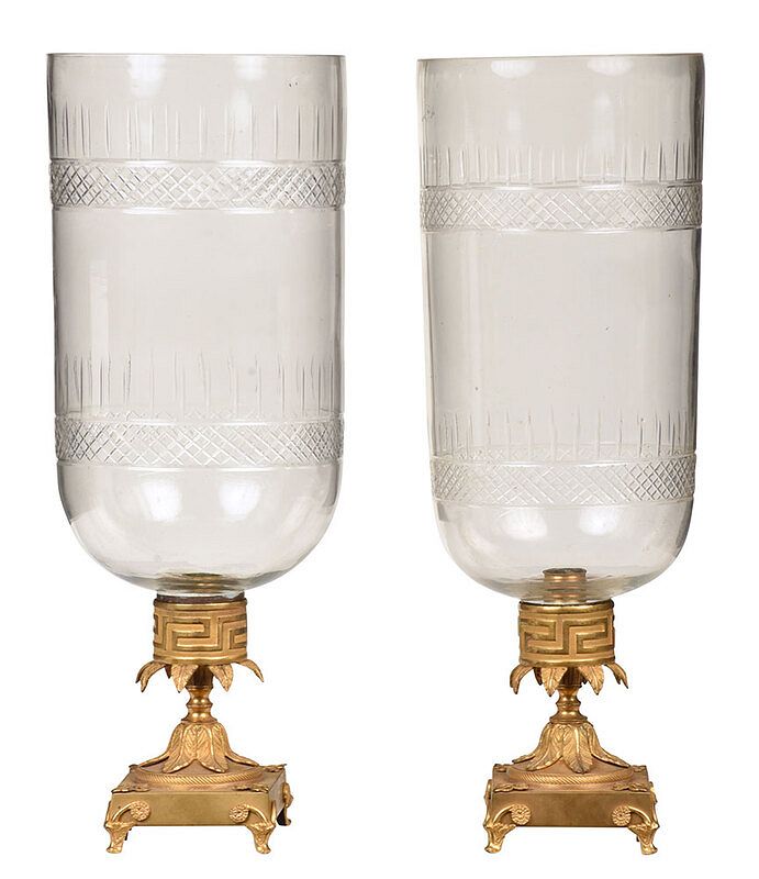 Appraisal: Pair of Regency Gilt Bronze Storm Lights British th century