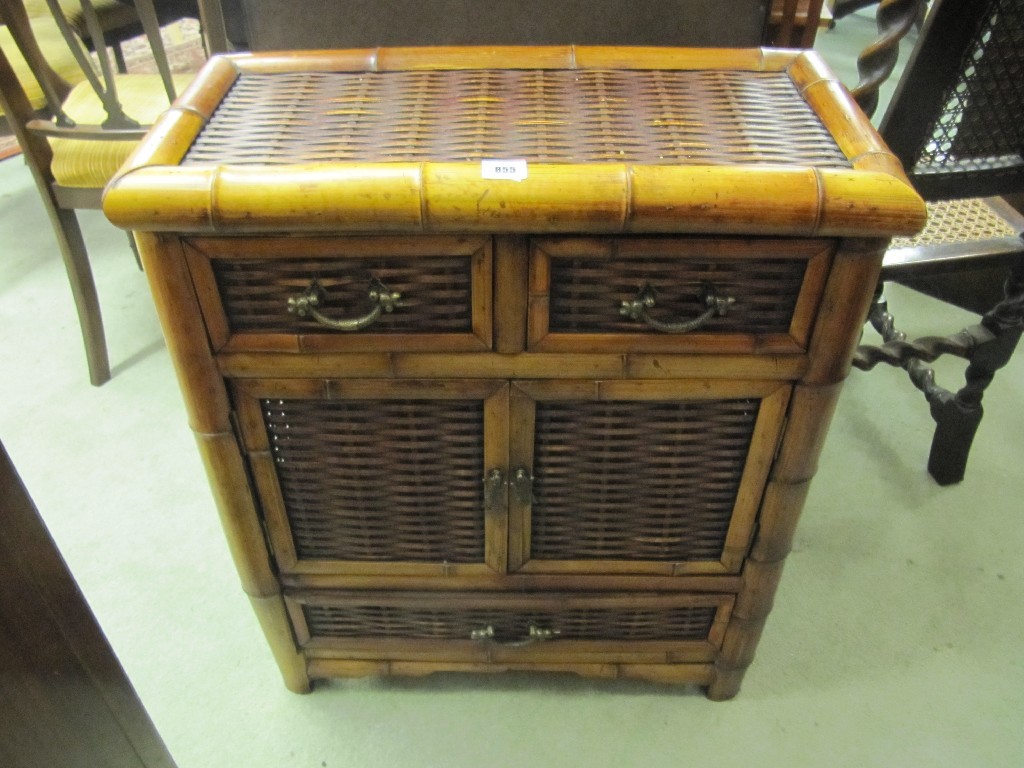 Appraisal: Bamboo cupboard chest