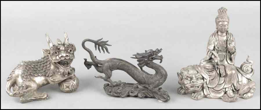 Appraisal: CHINESE SILVERED BRONZE QIAN YIN Together with a Chinese silvered