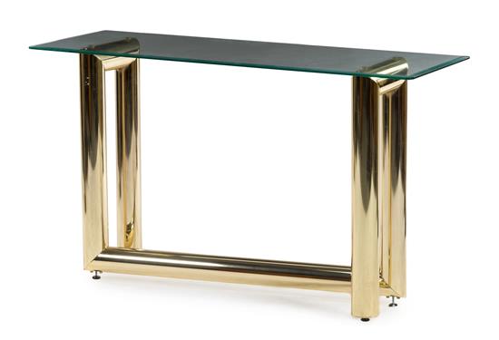 Appraisal: Sale Lot A Modern Brass and Glass Console Table style