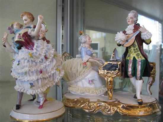 Appraisal: GERMAN PORCELAIN MUSCIAL LACE GROUP AND DANCING GROUP