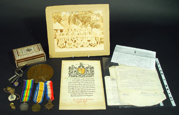 Appraisal: World War I military medal group comprising a - War