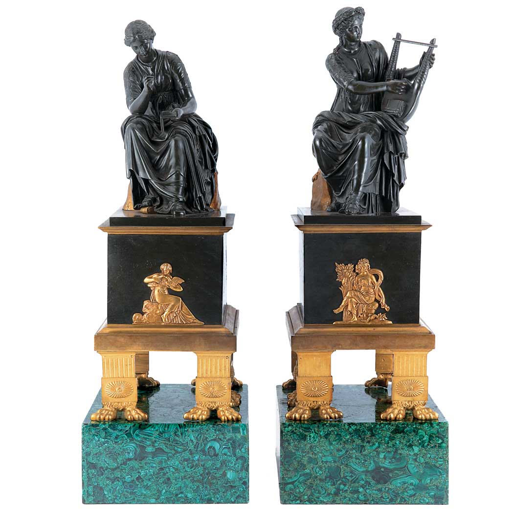 Appraisal: Pair of Louis Philippe Gilt and Patinated-Bronze Figures Mid th