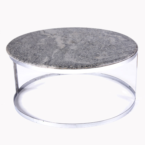 Appraisal: MODERN Circular coffee table with marble top on chrome frame